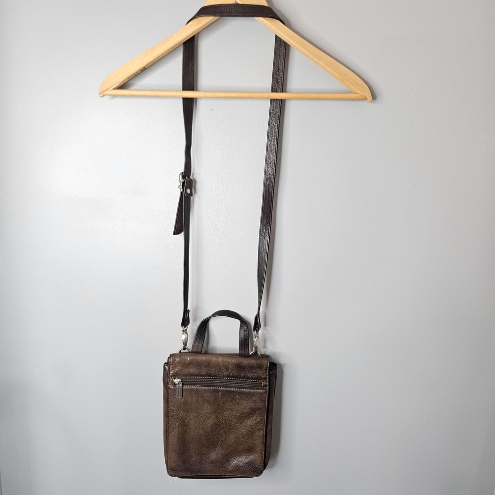 Wilsons Leather Dark Brown Crossbody Messenger Bag Organizer Small Unisex Pocket